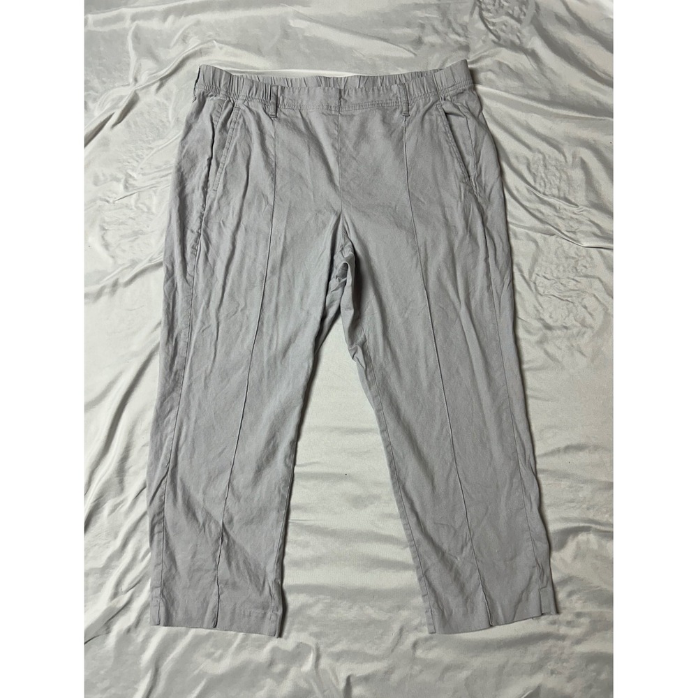 J. Jill Linen Stretch Gray Tapered Pants Petite Large WPT289832 Seam Detail